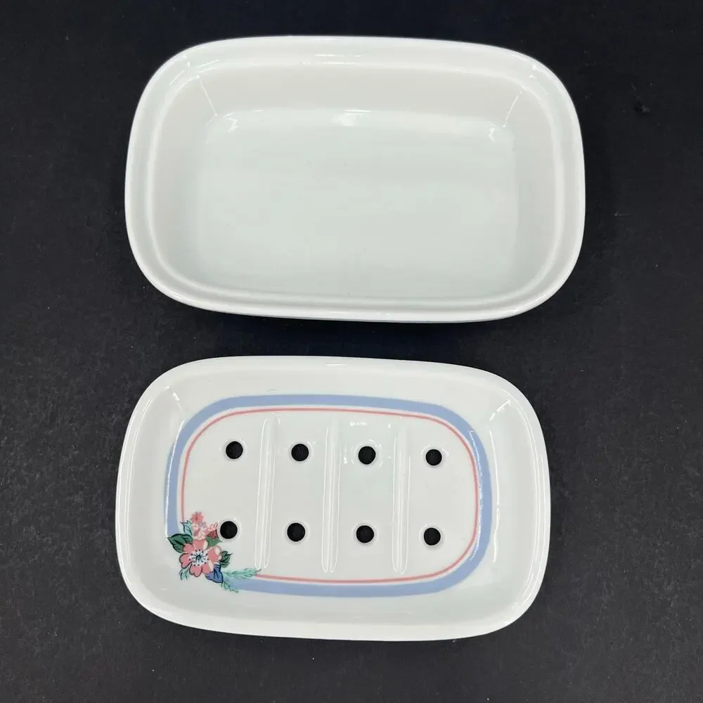 Vintage Laura Ashley ceramic soap dish in the Ashbourne pattern